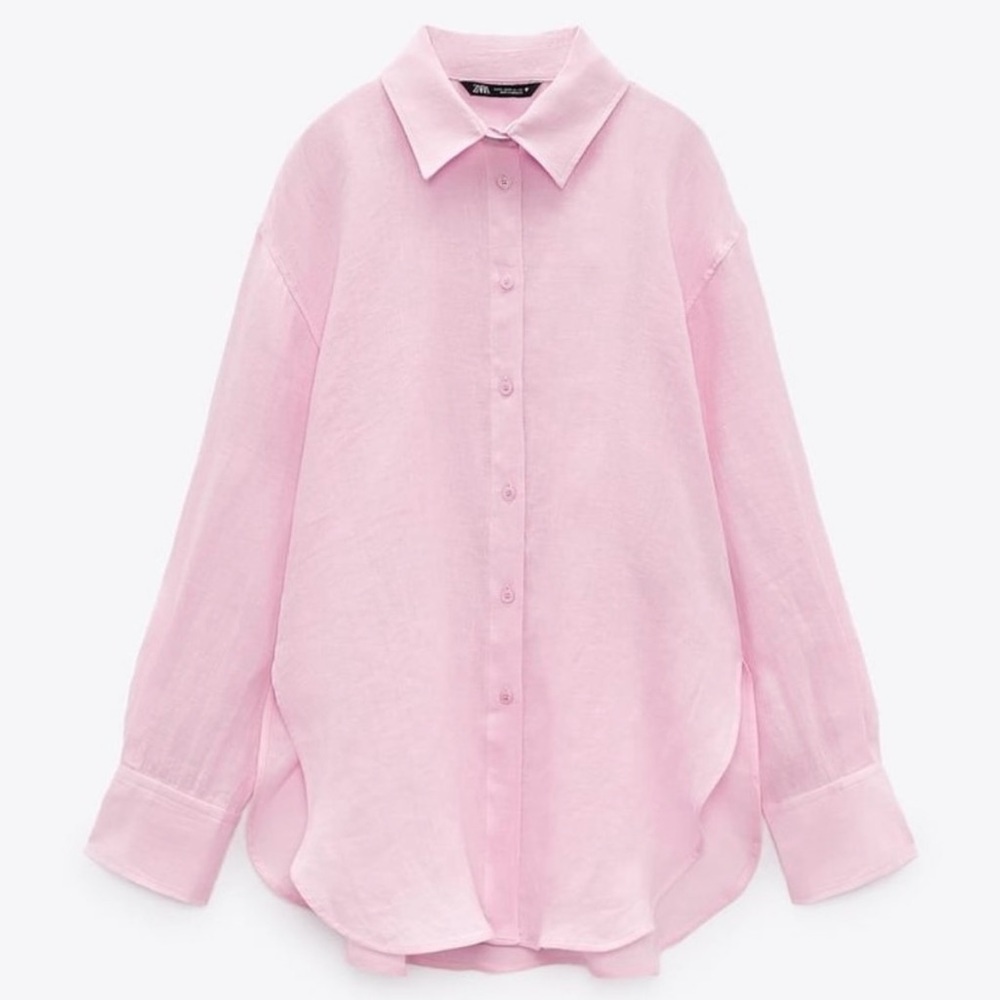 NEW with tag Pink linen shirt ZARA